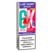 Lost Mary BM6000 Big Puff Kit in Strawberry-Ice flavor – bold disposable vape with up to 6,000 puffs.
